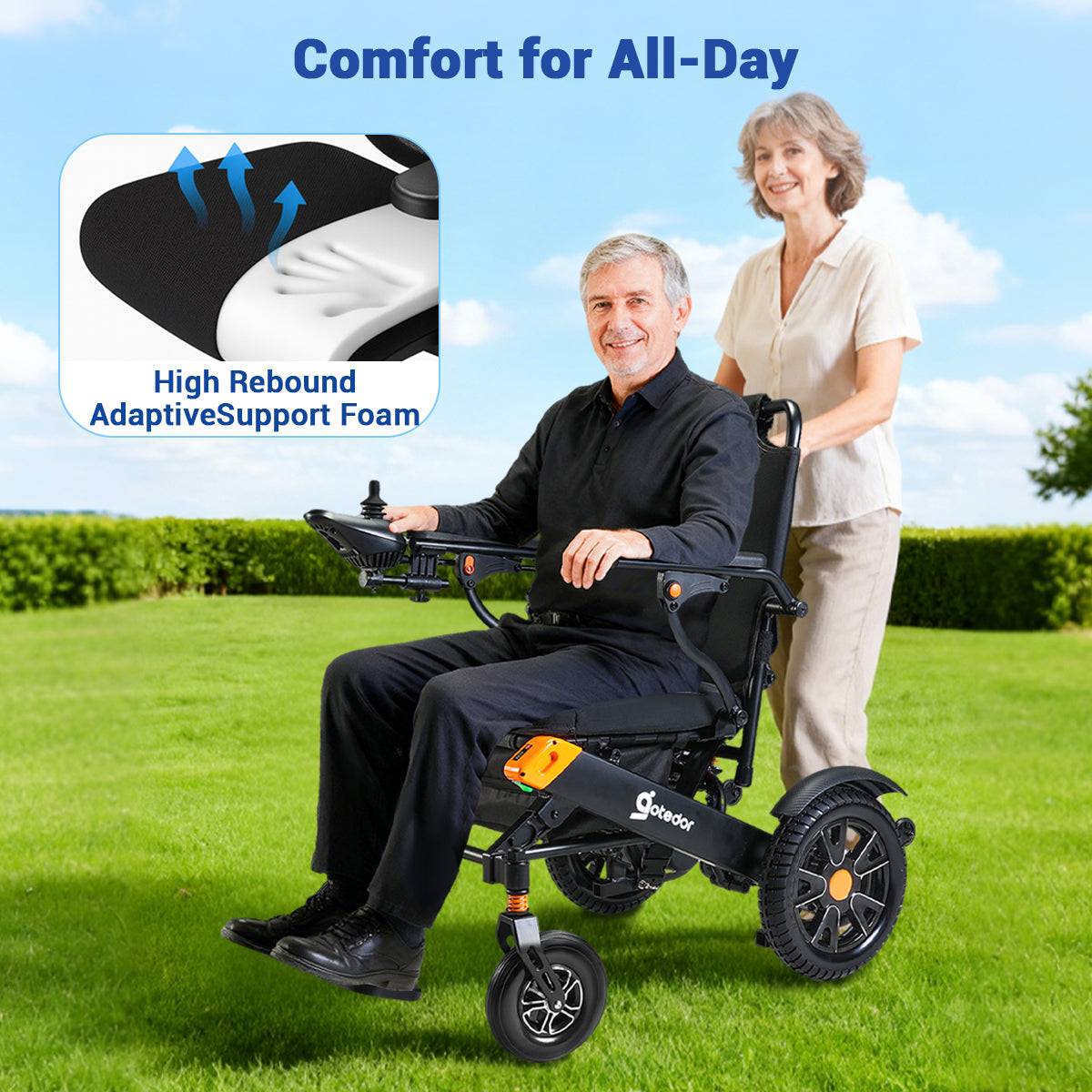 Aotedor 212 – Ultralight Dual-Battery Power Wheelchair for Enhanced Mobility
